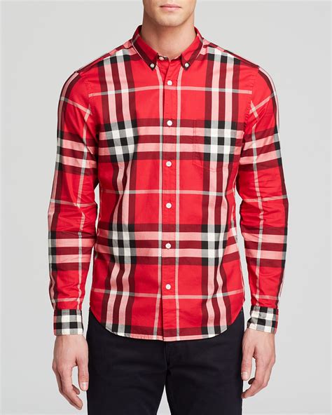 men's burberry brit check button down|burberry scribble button down shirt.